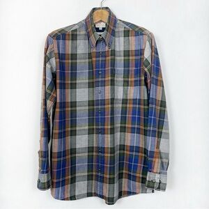 Viyella Men's Blue Green Cotton and Wool
Plaid‎ Button Down Shirt Size Large